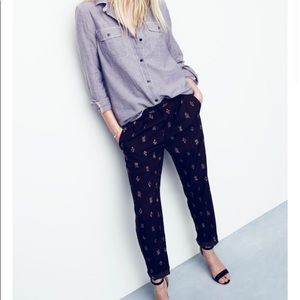 NEW• Madewell Delancy Burgundy Ikat Trousers